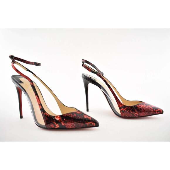 Christian Louboutin Optichoc 100 Black Red Patent PVC Ankle Strap Heel Pump 38 - Picture 4 of 12